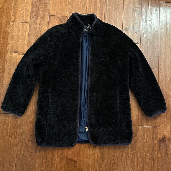 J. Crew Black Teddy Sherpa Coat Sz Small - Picture 4 of 13